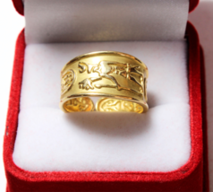 Egyptian Amun Goddess Yellow Gold 18K Ring Stamped Pharaonic 4.2 Gr all sizes - $510.57