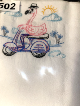 Dishtowel Pink Flamingo Riding Scooter Tropical 100% Cotton 32 x 36 Kitc... - $14.84