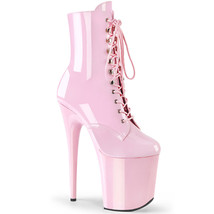 Pleaser FLAM1020/BP/M Sexy 8&quot; Heel Platform Lace Up Womens Pink Ankle Boots - £75.33 GBP
