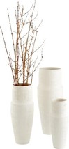 Vase Cyan Design Leela Contemporary Open Mouth Cylindrical Body Tall White - £231.35 GBP