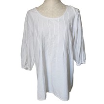 Soft Surroundings lagenlook pullover neck tunic blouse size large white/beige  - £21.01 GBP