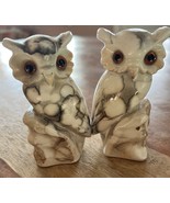 Vintage Enesco Japan Stone Look Owl Salt &amp; Pepper Shakers S&amp;P E6108 - $9.50