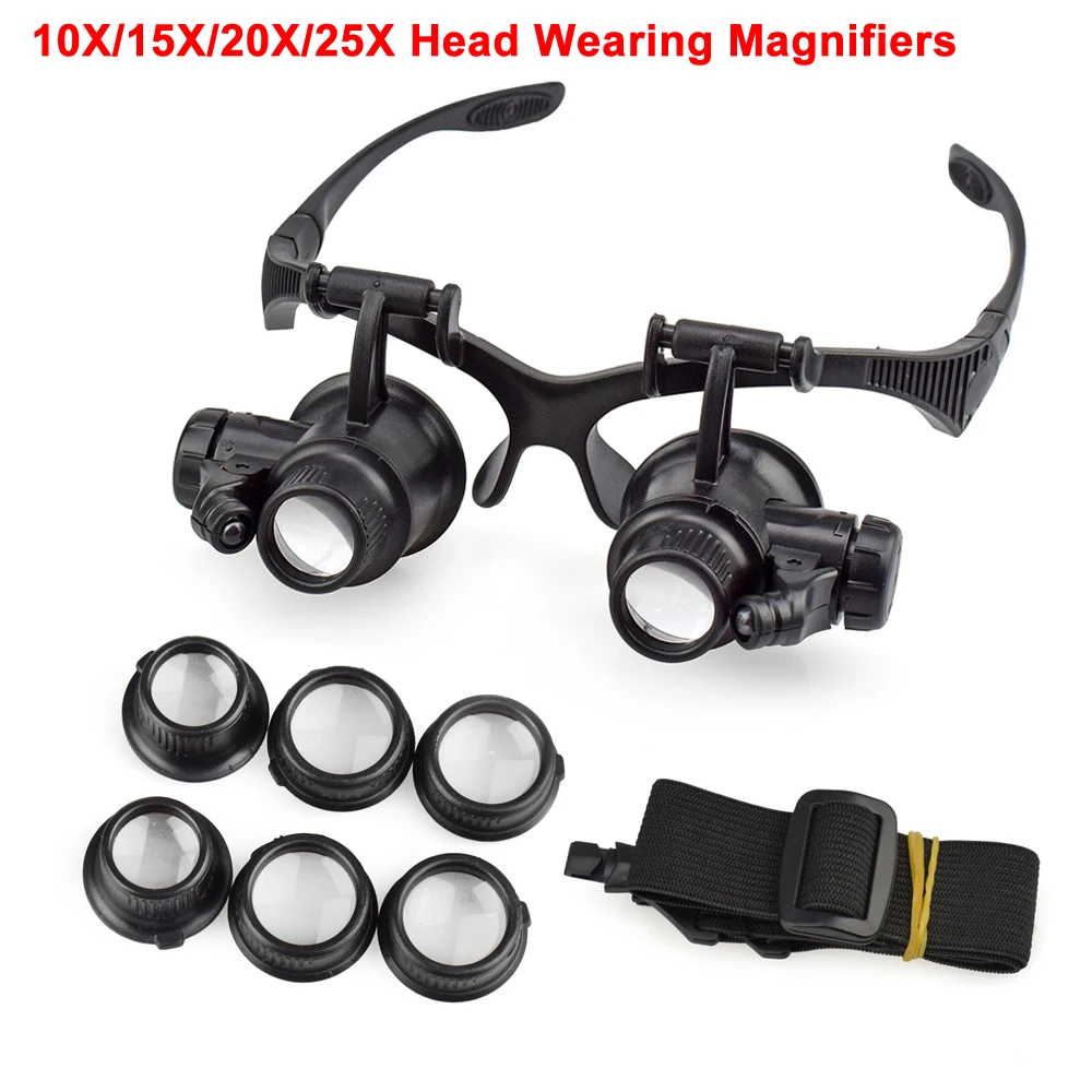 NEWACALOX 10X 15X 20X 25X Portable Head Wearing Magnifying Gl Double Eye for Jew - £175.48 GBP