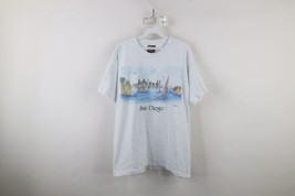 Vintage 90s Streetwear Mens Size Large Spell Out San Diego Sailboat T-Shirt USA - £35.34 GBP