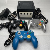 Nintendo GameCube GC Black DOL-001 USA Game Console With 3 Remotes And Cables - $111.85