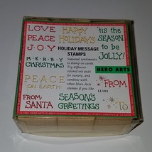 VTG Hero Arts Rubber Stamps Holiday Messages Season Santa Christmas NEVER USED - £11.57 GBP