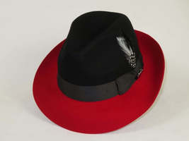 Men BENTLY Hat Australian Wool Fedora Damien Collection DM750 Black/Red image 2