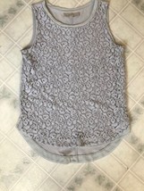 Ann Taylor lace Front Gray Tank Size Small Cotton Back - £12.00 GBP