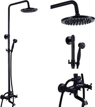 Oil Rubbed Bronze Wall Mounted Bathroom Rainfall Shower Faucet System Set Mixer - £174.20 GBP