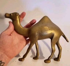 Vintage Brass Camel Collectable Figurine/Sculpture  9&quot; X 7&quot; Matte Brass - £21.56 GBP