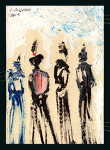 Lady Dalphine In Hat 2014 Original Aceo Miniature Abstract Oil Painting Signed - £124.94 GBP