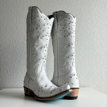 Lane CALYPSO White Cowboy Boots Womens 7.5 Leather Snip Toe Bridal Wedding Tall - £229.81 GBP
