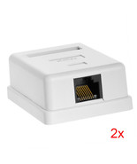 2Pcs 1-Port Single-Port Cat5E Rj45 Ethernet Surface Mount Box W/ Keyston... - £23.44 GBP
