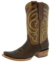 Mens Western Cowboy Boots Chedron Smooth Leather Rodeo Toe Botas Size 8, 10 - £78.31 GBP