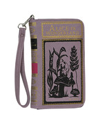 Lavender &amp; Black Alice In Wonderland Book Wallet ID Holder Snap Close Wr... - £31.64 GBP