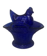 Vintage Westmoreland Cobalt Blue Hen Chicken Nesting Basket Glass Candy ... - $48.02 CAD
