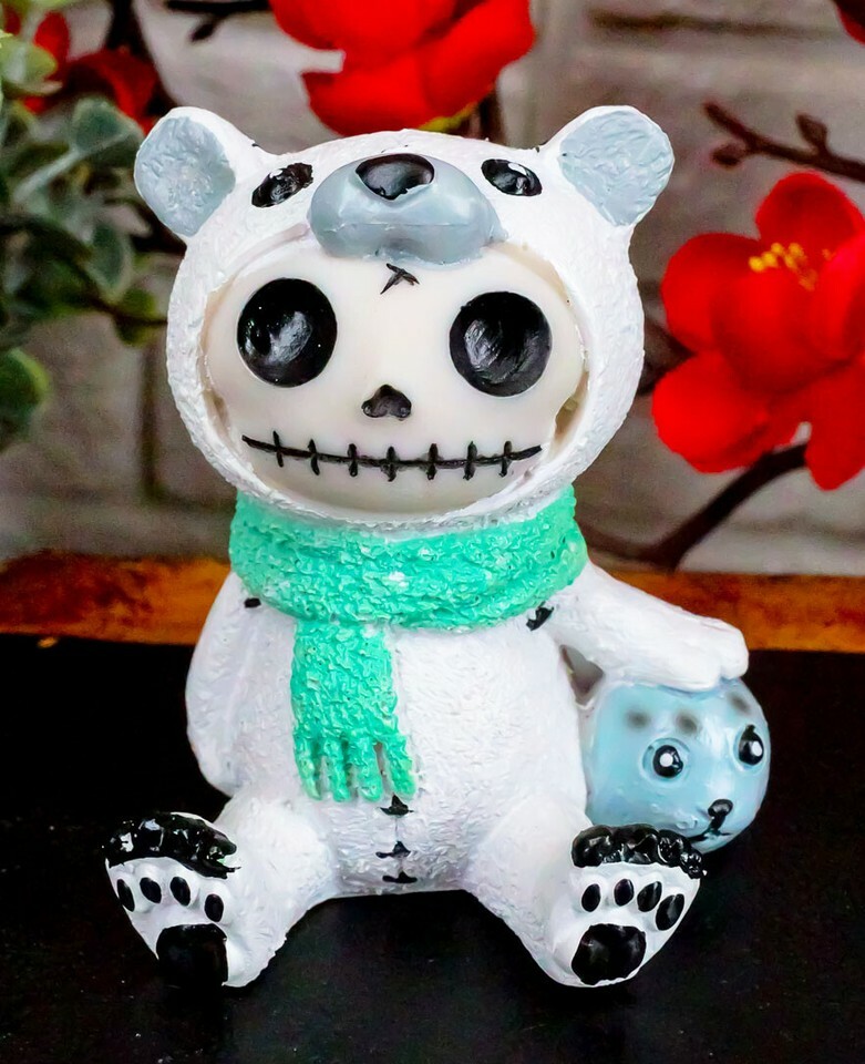 Ebros Furrybones Arctic Polar Bear Chilton With Baby Seal Skeleton Figurine - $14.99
