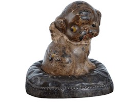 c1920 Antique Bank/Doorstop Dog on pillow with bee - $133.65
