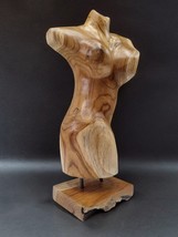 Root Wood Decor Bust Women Body Teak Solid Sculpture Stand Upper Body - $202.43