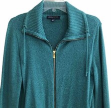 JONES NEW YORK SIGNATURE Zip Cardigan Womens Size L Emerald Green Cotton... - £19.70 GBP