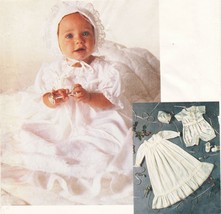 Infants Christening Dress Gown Slip Romper Bonnet Bootees Sew Pattern NB-M - £11.25 GBP