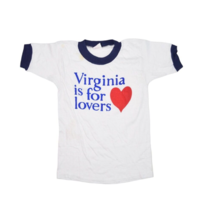 Vintage 70s Virginia Is For Lovers T Shirt Womens XS Ringer Baby Hanco Tourist - £11.50 GBP