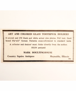 1967 Mark Boultinghouse Art Glass Toothpick Holders Advertisement Illino... - $19.99