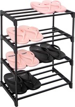 Upgraded 4-Tier Small Shoe Rack From Lnyzqus, Metal Stackable Kids Shoe Shelf - £28.24 GBP