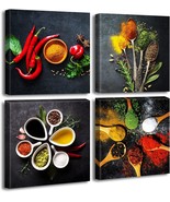 Kitchen Wall Decor Colorful Spices Seasoning Spoon Canvas Wall Art Vinta... - £44.27 GBP