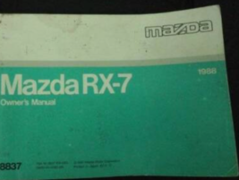 1988 MAZDA RX-7 RX7 Owners Operators Owner Manual OEM 8837-EA-87G - $40.39