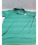 Michigan State Golf Polo Shirt Mens XL Green Embroidered Striped Pro EDGE - £10.96 GBP