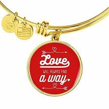 Love Will Always Find A Way Engraved 18k Gold Circle Bangle Bracelet - £43.64 GBP
