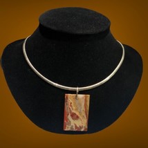 vintage sterling silver snake chain with agate pendant Necklace 33 Grams - £85.90 GBP