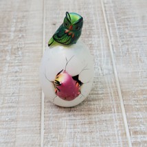 Bird Hatching Egg Mexico Clay Double Owls Green Pink Hand Painted Signed - $27.72