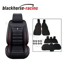 Luxury Car 5-Seat Cover Full Surround Black &amp; Red Line PU Leather Seat C... - £49.61 GBP