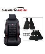 Luxury Car 5-Seat Cover Full Surround Black &amp; Red Line PU Leather Seat C... - £49.53 GBP