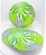 Tropical Leaf Print Melamine Dinner Plates Set Of 5 10&quot; Summer Pool Side - $14.85