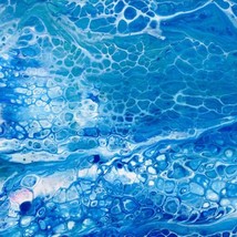 Original Art “Shimmering Blue” Artwork Acrylic Pour Painting Frame Ready 8”x10” - £38.49 GBP