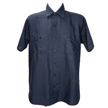 Red Kap Work Shirt Mens M Navy Blue Short Sleeve Mechanic Button 2-Pocke... - $14.84