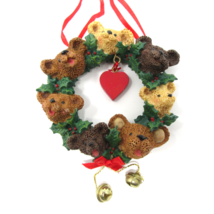 Vintage Kurt S. Adler Christmas Teddy Bear Wreath Ornament &quot;Holly Bearie... - $10.99