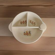 Vintage 1943 Porcelain Baby Food Warming Divided Dish Cork Excello Bears... - $29.98