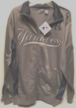 New York Yankees Grayish Blue Sripted Mlb Al Full Zip Track Jacket L Tall New - £48.52 GBP