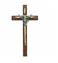 10&quot; Wood And Screened Brass Cross With Risen Christ - £54.81 GBP