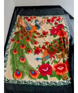 Vintage Novatex  Peacock Flowers 91&quot; x 80&quot; Vibrant Multicolored Fleece B... - $4,650.90 MXN