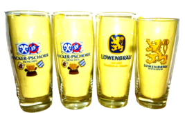 4 Hacker Pschorr &amp; Lowenbrau Munich 0.5L German Beer Glasses - £15.91 GBP