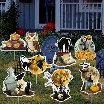 8 Pcs Halloween Yard Sign Large Halloween Yard Stakes Vintage Halloween Lawn - £11.00 GBP