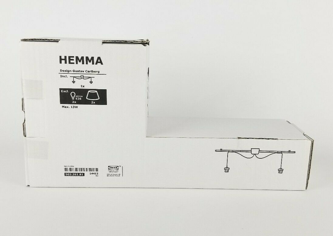 Ikea Hemma Double Cord Set With Rail, White 53.5 x 5 ' 11" Ceiling Light Set - $25.38
