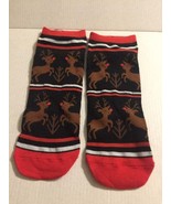 Men&#39;s Black &amp; Red Holiday Rudolph Low Cut Socks Shoe Size 6-12 - $73.56 MXN