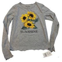 Awake Heather Grey Juniors&#39; Sunshine Sunflower Long Sleeve Tee Small New - $11.65