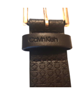 Small Calvin Klein Chocolate Brown Leather Belt Gold Buckle NEW - £30.05 GBP